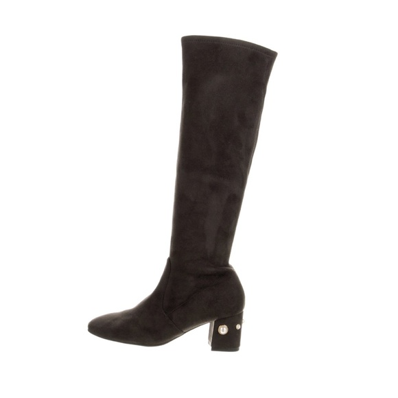 Stuart Weitzman NEW Pearl Suede Knee High Block Heel Boots Size 8.5 - Picture 1 of 9